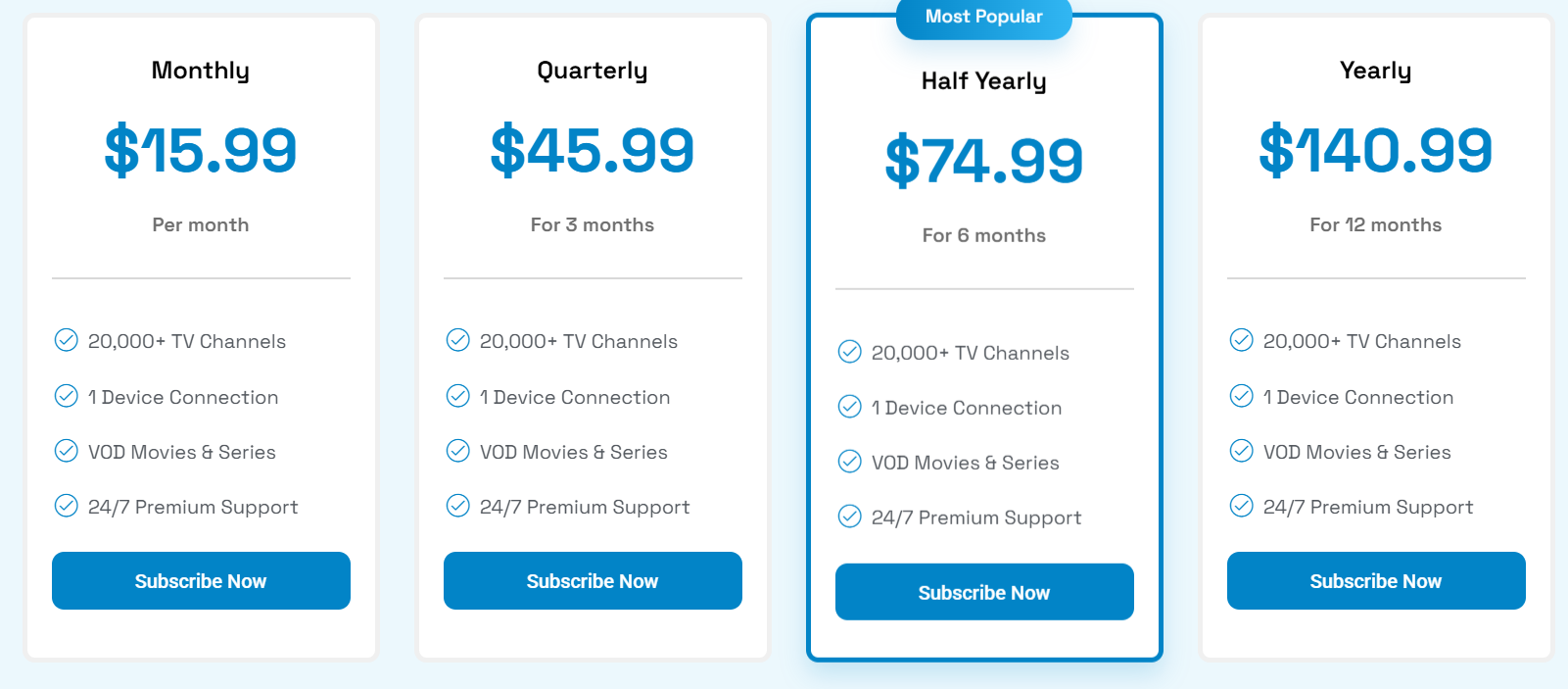 Official Xtreme HD IPTV Pricing